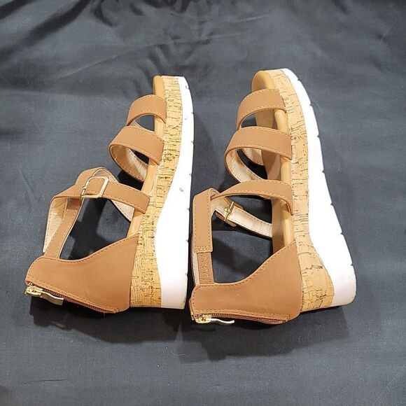 GIRLS OPEN TOE CORK  MULTI STRAP SANDALS - Picture 11 of 13